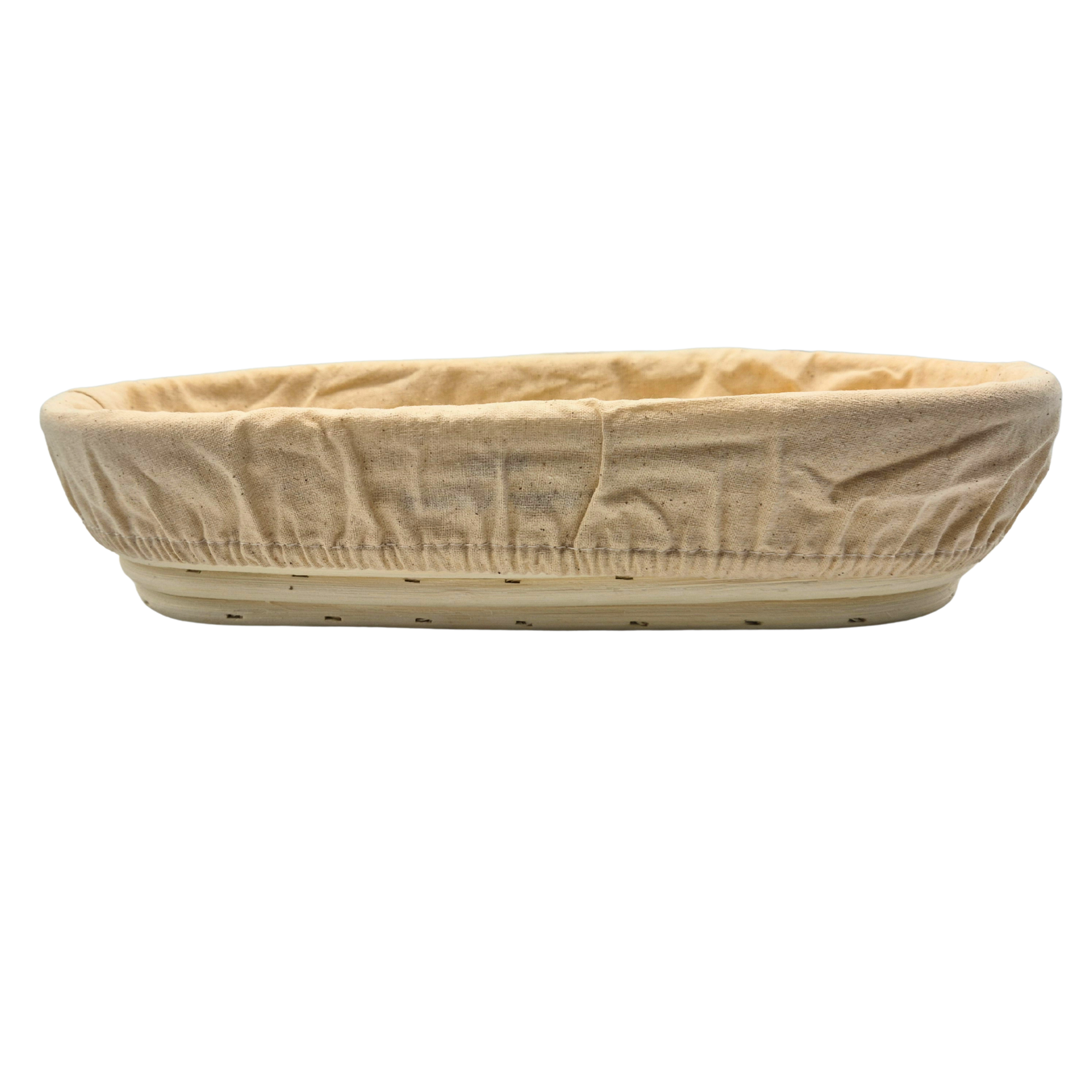 Gärkörbchen länglich aus Peddigrohr mit Bezug – 30 x 14 cm