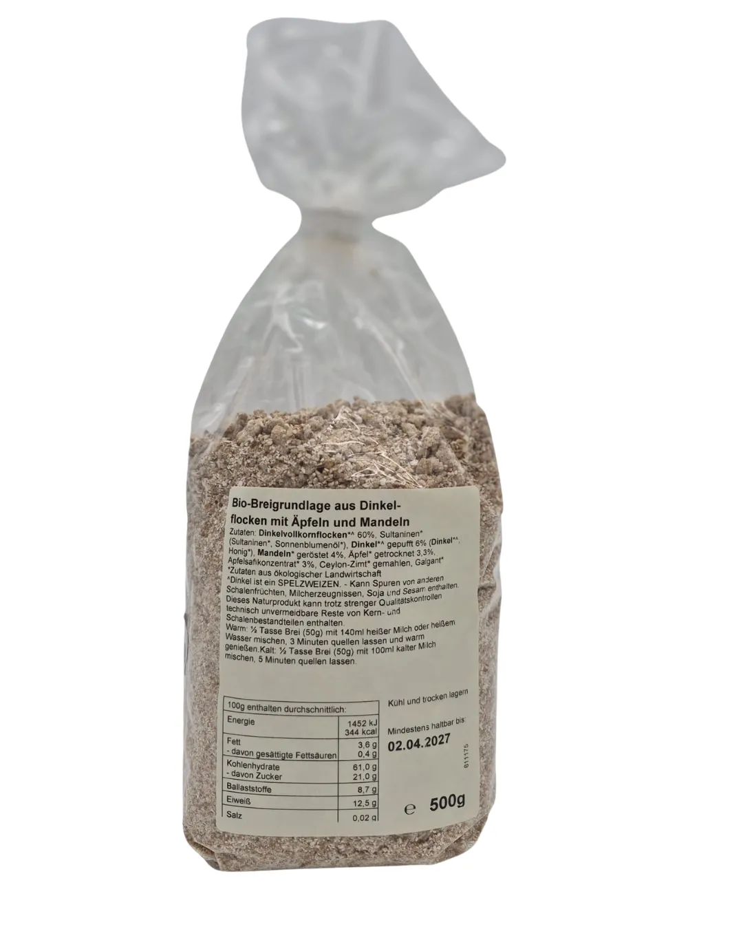 Bio Apfel Mandel Dinkel Porridge