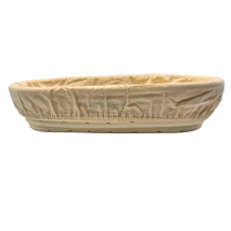 Gärkörbchen länglich aus Peddigrohr mit Bezug – 30 x 14 cm