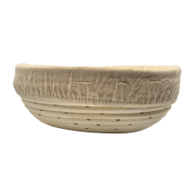 Gärkörbchen oval aus Peddigrohr mit Bezug – 24,5 x 18,5 cm